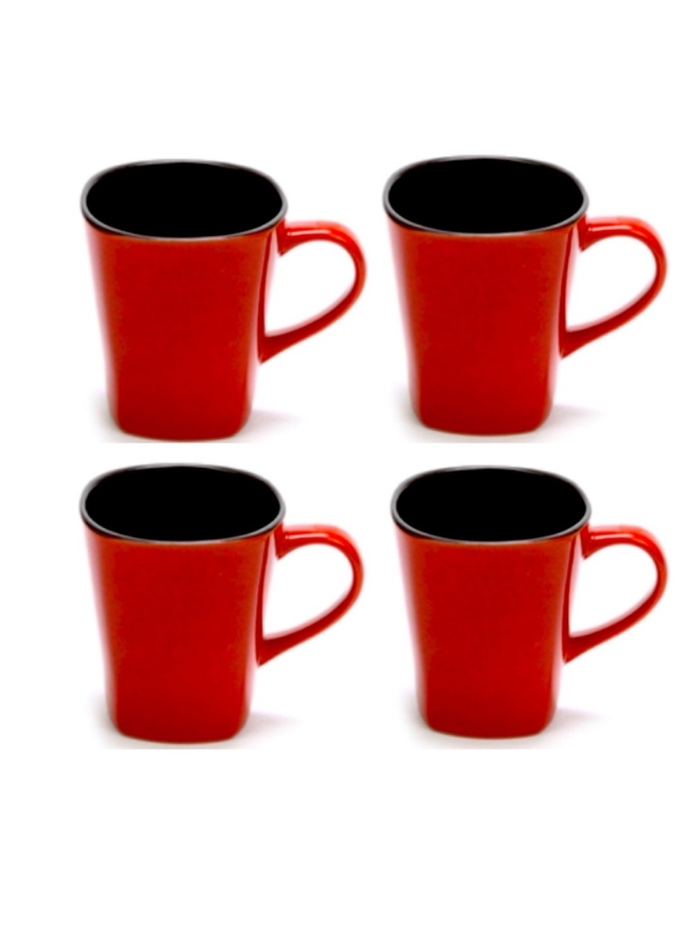 Home Trends Rave Red Square Stoneware  14 oz. Mugs Set of 4